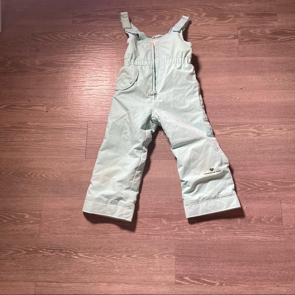 Obermeyer mint green I grow snow ski suit overalls